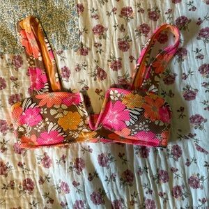 Aerie Pink and Orange Bandeau Bikini Top